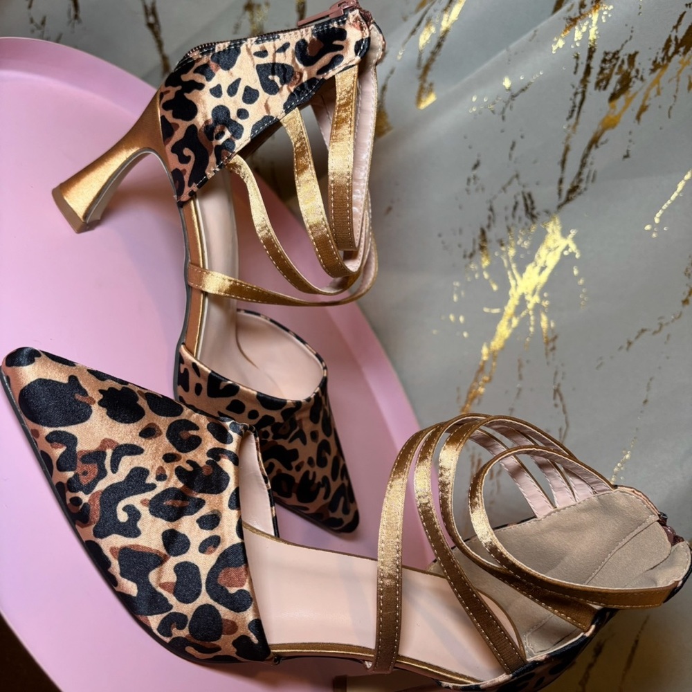Leopard Print Strappy Heels